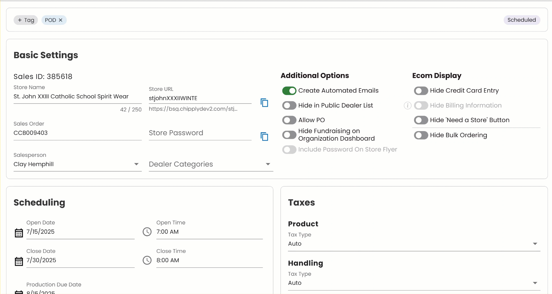 Add Tags through Settings