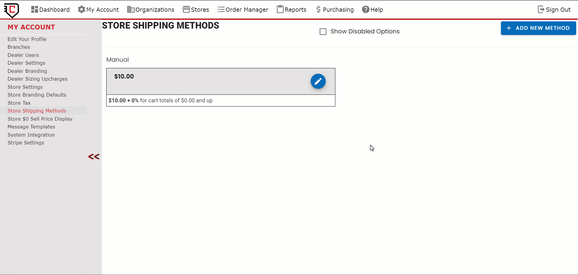Tiered Shipping Methods