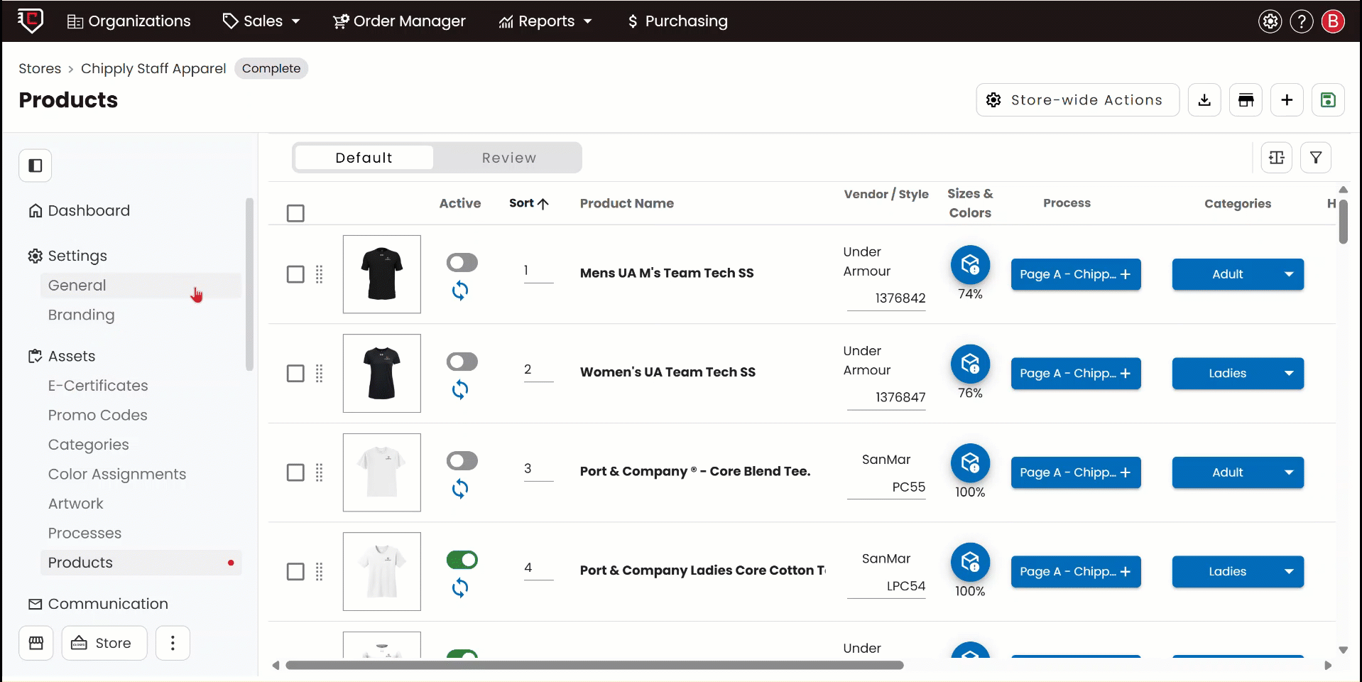 mark items as active or inactive