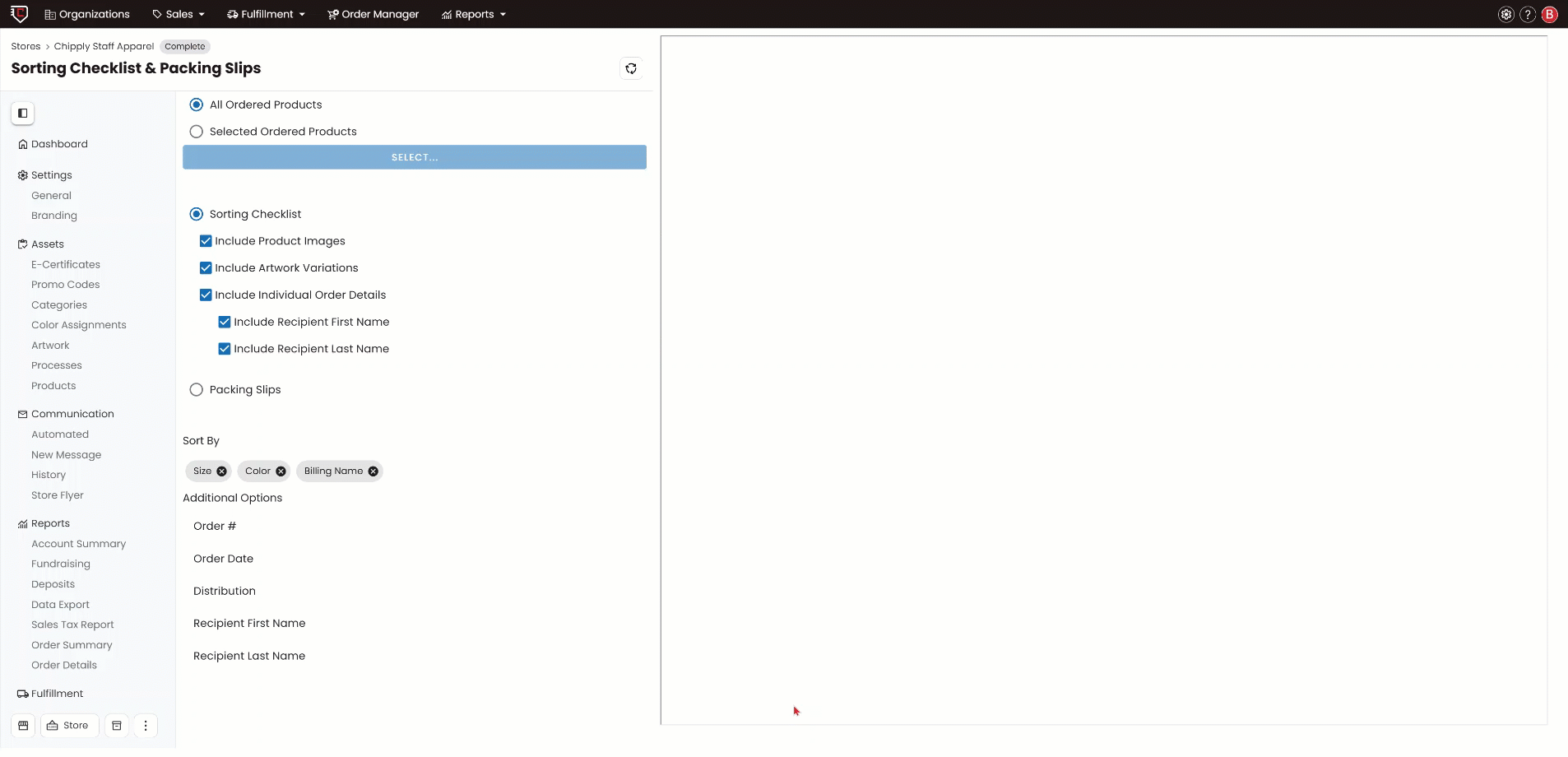 turn off bar code in sorting-packing