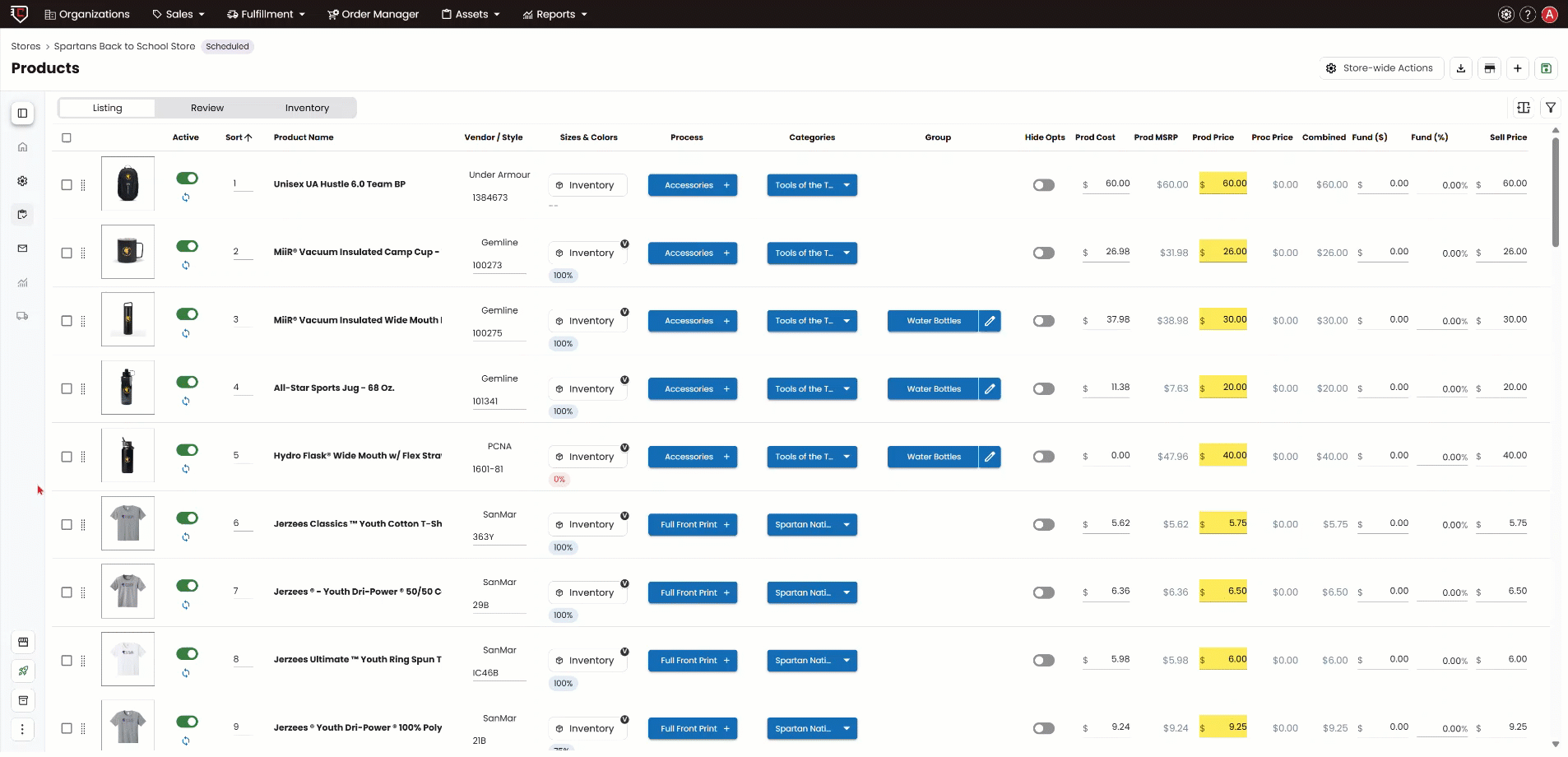 use vendor inventory updated